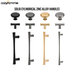 Minimalist Style Solid Cylindrical Zinc Alloy Furniture Hardwares Cabinet Handles and Knobs for Drawer and Wardrobe - 5 Packs