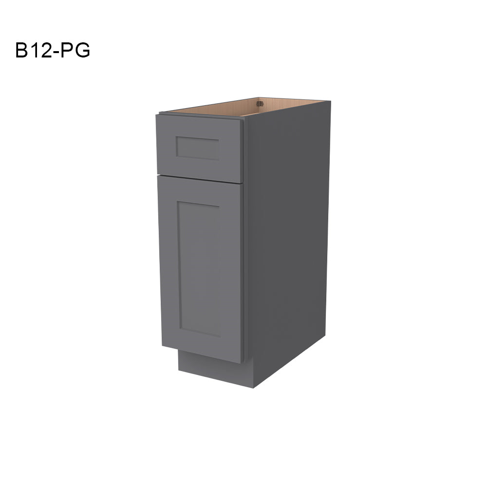 RTA Solid Wood Shaker Pebble Gray Base Cabinet for Kitchen, Bathroom & Laundry Storage, 1 Door 1 Drawer 1 Shelf