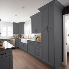 RTA Shaker Pebble Gray Solid Wood Wall Pantry Cabinet  for Kitchen Storage