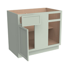 RTA Solid Wood Newtown Base Blind Corner Cabinet Jade Green, 1 Door 1 Drawer 1 Shelf (REQUEST 42" SPACE)