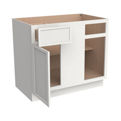 RTA Solid Wood Newtown Base Blind Corner Cabinet Origami White for Kitchen, Bathroom & Laundry storage, 1 Door 1 Drawer 1 Shelf (REQUEST 42" SPACE)