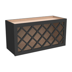 RTA Newtown Solid Wood Wine Rack Cabinets with Lattice Panels Wall Cabinet Charcoal Black for Kitchen Storage