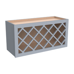 RTA Shaker Solid Wood Wine Rack Cabinets with Lattice Panels Wall Cabinet Gray for Kitchen Storage