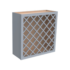 RTA Shaker Solid Wood Wine Rack Cabinets with Lattice Panels Wall Cabinet Gray for Kitchen Storage