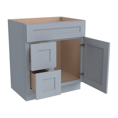 Belmont Gray RTA Vanity Single Sink Base Cabinet for Bathroom Storage, 2 Left Drawers, 1 False Drawer Front