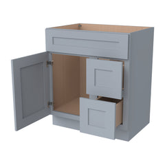 Belmont Gray RTA Vanity Single Sink Base Cabinet for Bathroom Storage, 2 Right Drawers, 1 False Drawer Front