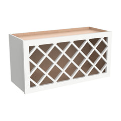 RTA Newtown Solid Wood Wine Rack Cabinets with Lattice Panels Wall Cabinet Origami White for Kitchen Storage