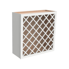 RTA Shaker Solid Wood Wine Rack Cabinets with Lattice Panels Wall Cabinet Origami White for Kitchen Storage