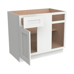 RTA Solid Wood Shaker-Base Blind Corner Cabinet Origami White for Kitchen, Bathroom & Laundry storage, 1 Door 1 Drawer 1 Shelf (REQUEST 42" SPACE)