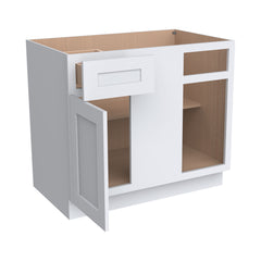 RTA Solid Wood Shaker White Base Blind Corner Cabinet, 1 Door 1 Drawer 1 Shelf (REQUEST 42" SPACE)