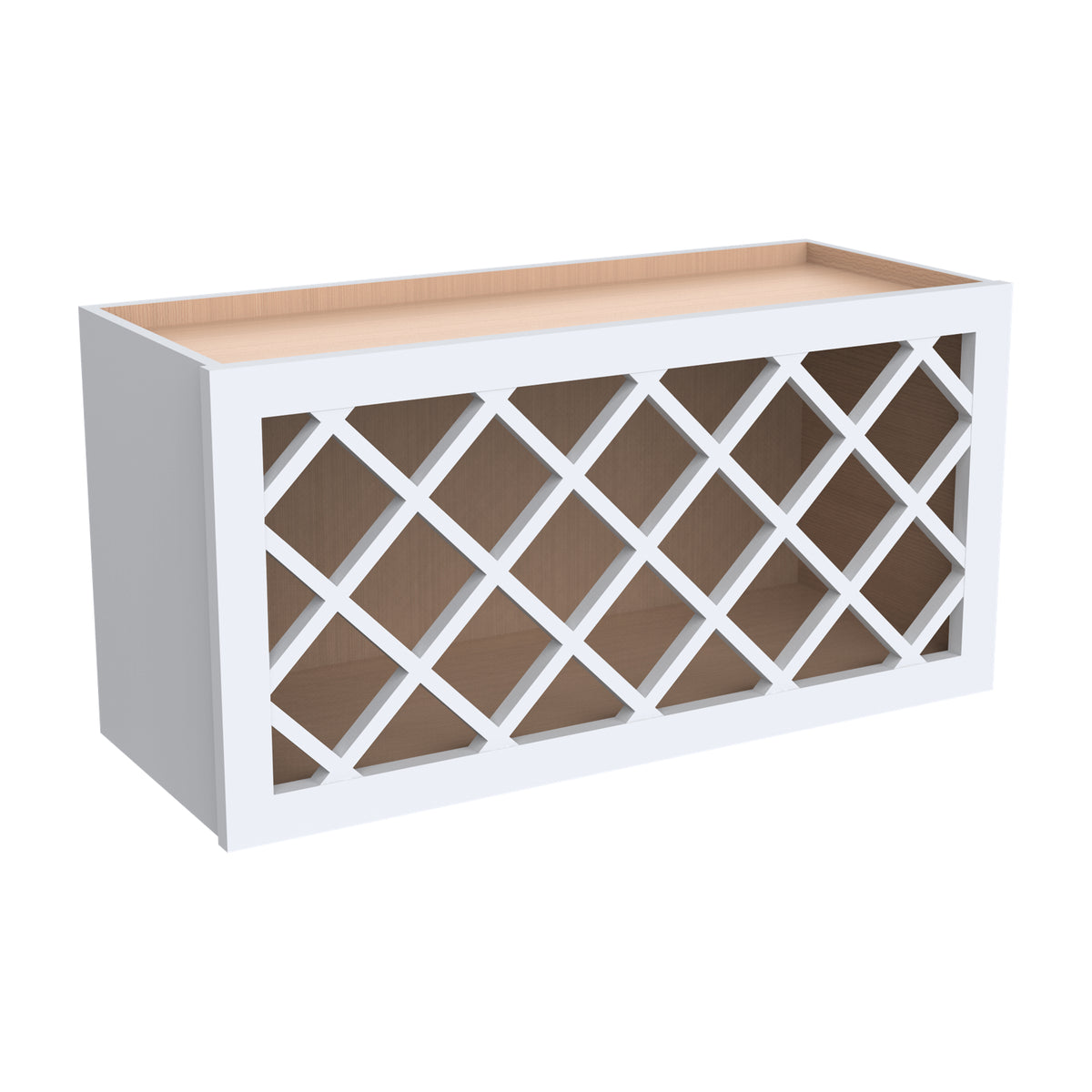 RTA Shaker Solid Wood Wine Rack Cabinets with Lattice Panels Wall Cabinet White for Kitchen Storage