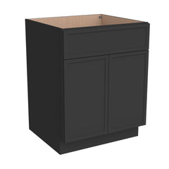 Newtown Solid Wood RTA Vanity Sink Base Cabinet Charcoal Black for Bathroom Storage, 2 Doors 1 False Drawer Front