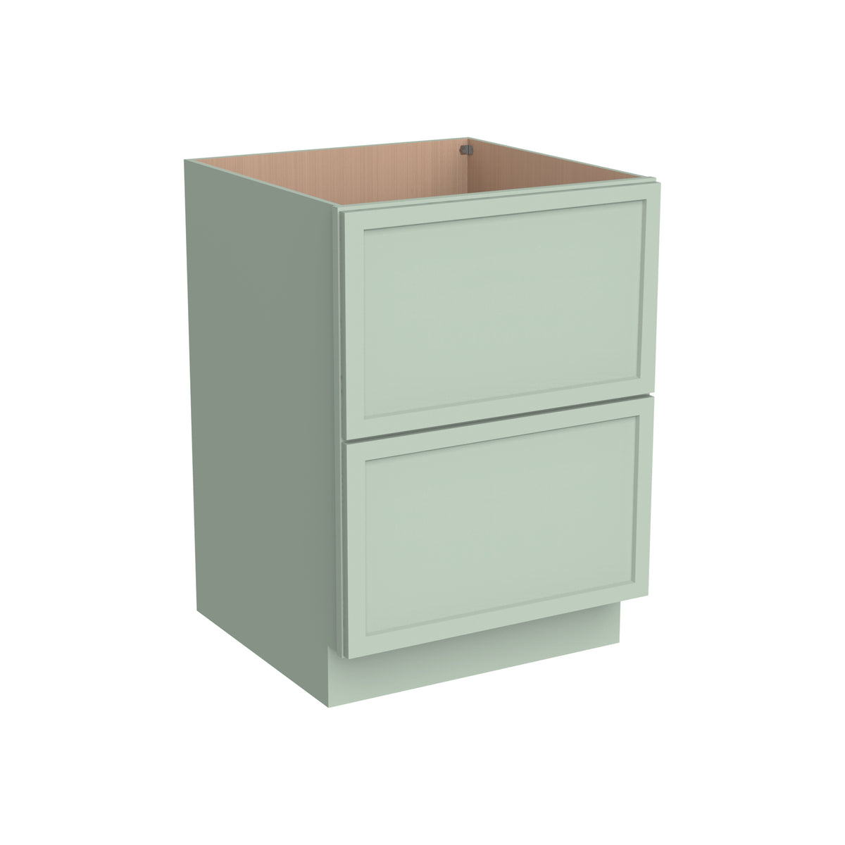 RTA Solid Wood Newtown Two Drawer Base Cabinet Jade Green for Kitchen, Bathroom & Laundry storage