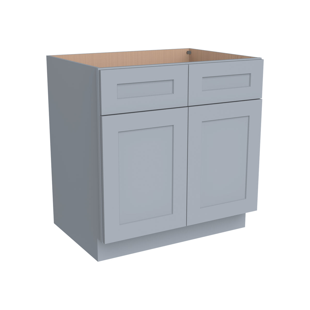 RTA Belmont Gray Sink Base Cabinet for Kitchen, 2 Doors 2 Fake Drawer Front