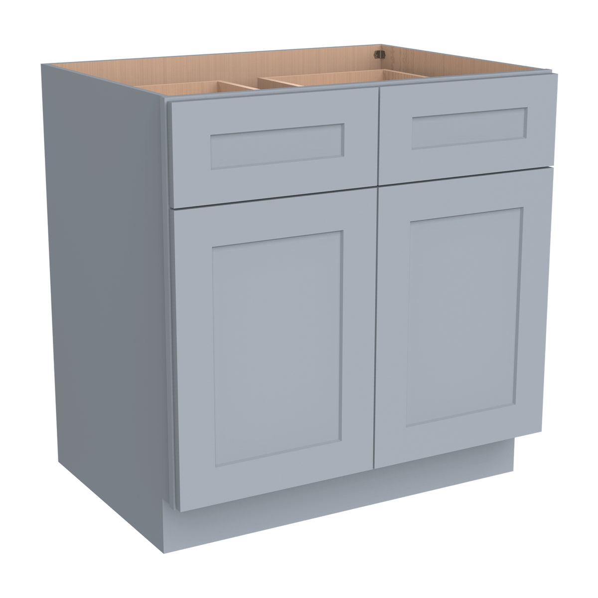 RTA Belmont Gray Base Cabinet With 2 Doors, 2 Drawers and 1 Shelf for Kitchen, Bathroom & Laundry Storage