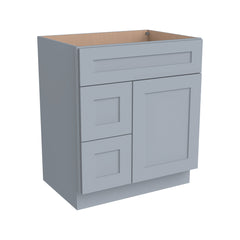 Belmont Gray RTA Vanity Single Sink Base Cabinet for Bathroom Storage, 2 Left Drawers, 1 False Drawer Front