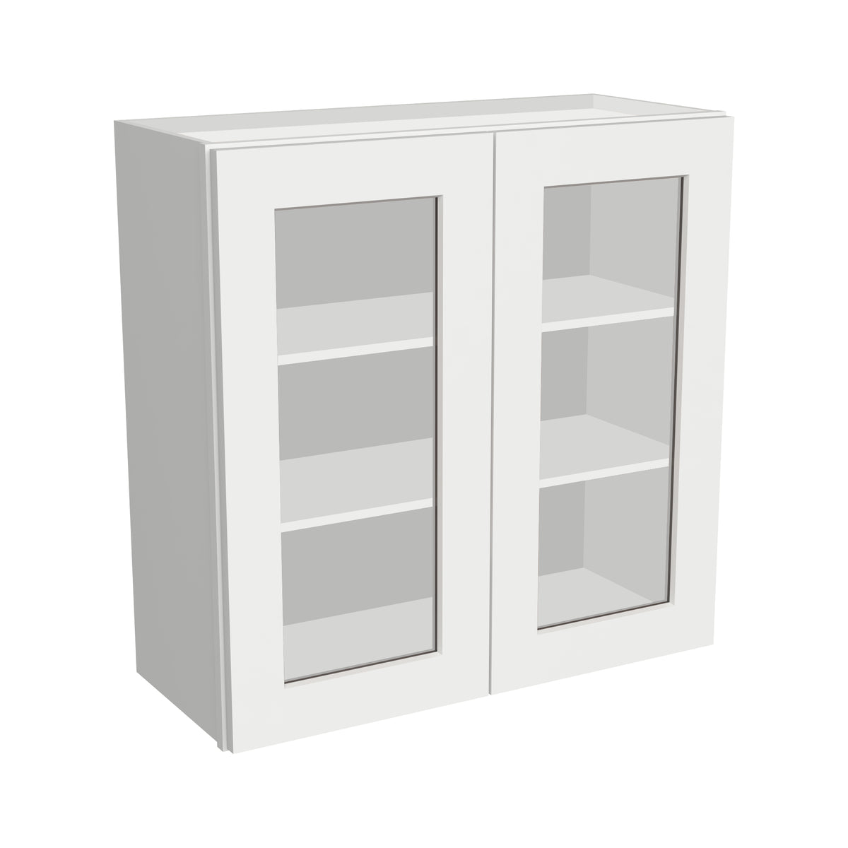 RTA Solid Wood Cabinet Shaker Glass Door Wall Cabinets Origami White for Kitchen Bathroom and Laundry Storage (Glass Insert Sold Separately)