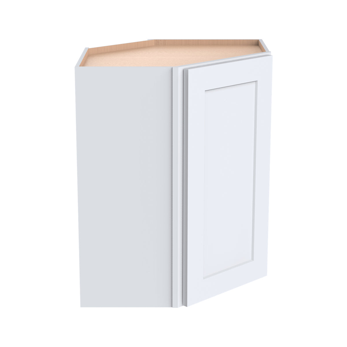 RTA Solid Wood Shaker White Wall Diagonal Corner Kitchen Cabinet for with 1 Door 2 Shelves
