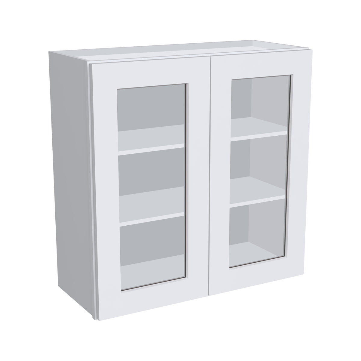 RTA Solid Wood Cabinet Shaker White Glass Door Wall Cabinets for Kitchen Bathroom and Laundry Storage (Glass Insert Sold Separately)