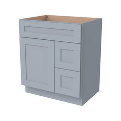 Shaker Gray Solid Wood RTA Vanity Single Sink Base Cabinet for Bathroom Storage, 2 Right Drawers, 1 False Drawer Front