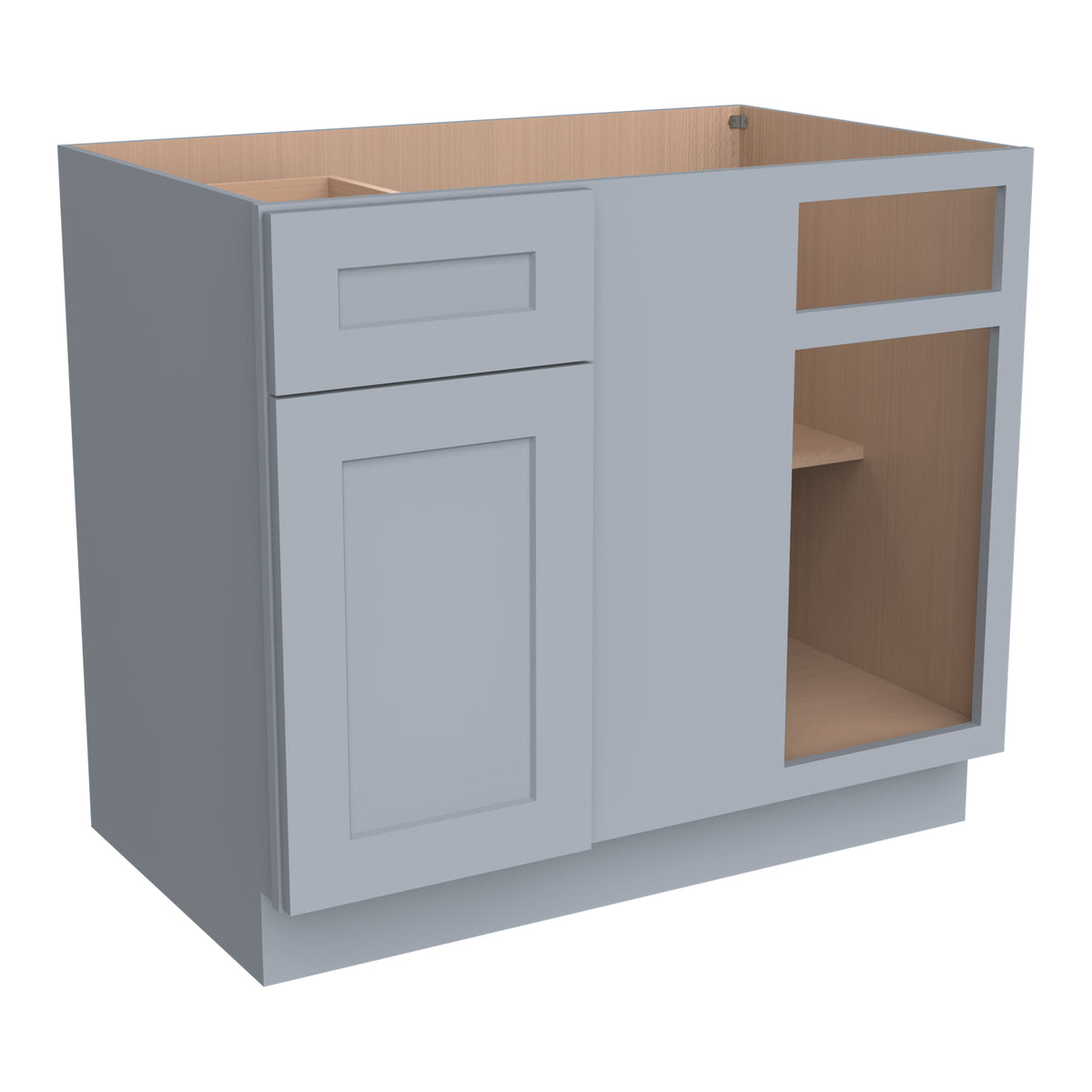 RTA Belmont Gray Base Blind Corner Cabinet for Kitchen, Bathroom & Laundry storage, 1 Door 1 Drawer 1 Shelf (REQUEST 42" SPACE)