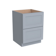 RTA Solid Wood Shaker Two Drawer Base Cabinet Gray for Kitchen, Bathroom & Laundry storage