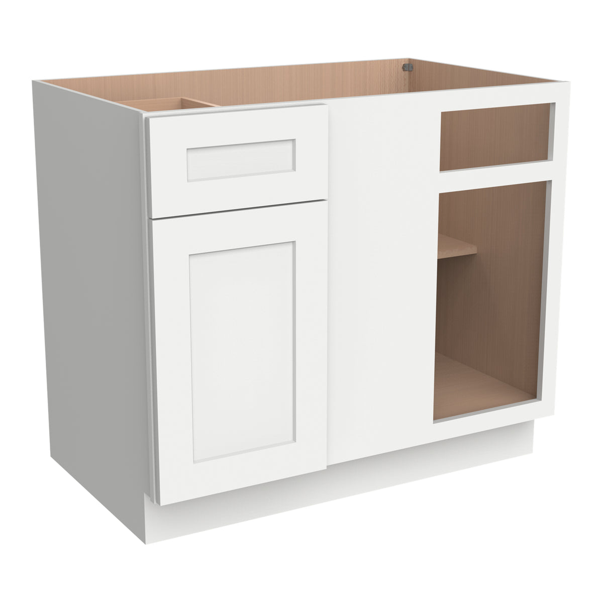 RTA Solid Wood Shaker-Base Blind Corner Cabinet Origami White for Kitchen, Bathroom & Laundry storage, 1 Door 1 Drawer 1 Shelf (REQUEST 42" SPACE)