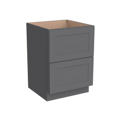 RTA Solid Wood Shaker Two Drawer Base Cabinet Pebble Gray for Kitchen, Bathroom & Laundry storage