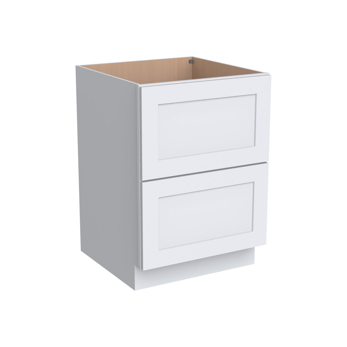 RTA Solid Wood Shaker Two Drawer Base Cabinet White for Kitchen, Bathroom & Laundry storage