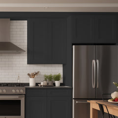 RTA Solid Wood Shaker Double Door Wall Cabinets Charcoal Black for Kitchen Bathroom and Laundry Storage