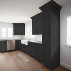 RTA Shaker Charcoal Black Solid Wood Wall Pantry Cabinet for Kitchen Storage