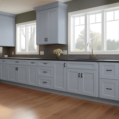 RTA Solid Wood Shaker Full High Door Base Cabinet Gray for Kitchen/Living Room with 1 Door and 1 Shelf