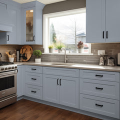 RTA Solid Wood Shaker Gray Sink Base Cabinet for Kitchen Bathroom Storage with 2 Doors and 1 False Drawer Front