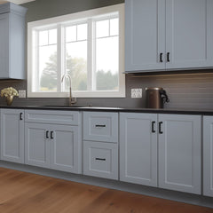 Solid Wood Shaker Full High Door Base Cabinet Gray for Kitchen, Bathroom & Laundry Room Storage - with 2 Doors 1 Shelf