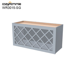 RTA Shaker Solid Wood Wine Rack Cabinets with Lattice Panels Wall Cabinet Gray for Kitchen Storage