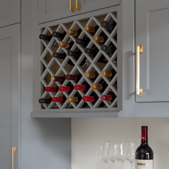 RTA Shaker Solid Wood Wine Rack Cabinets with Lattice Panels Wall Cabinet Gray for Kitchen Storage