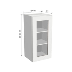 RTA Solid Wood Cabinet Shaker Glass Door Wall Cabinets Origami White for Kitchen Bathroom and Laundry Storage (Glass Insert Sold Separately)