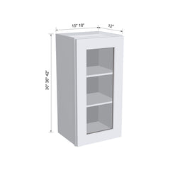 RTA Solid Wood Cabinet Shaker White Glass Door Wall Cabinets for Kitchen Bathroom and Laundry Storage (Glass Insert Sold Separately)