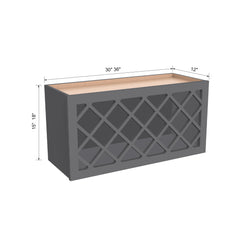 RTA Shaker Solid Wood Wine Rack Cabinets with Lattice Panels Wall Cabinet Pebble Gray for Kitchen Storage