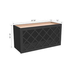 RTA Shaker Solid Wood Wine Rack Cabinets with Lattice Panels Wall Cabinet Charcoal Black for Kitchen Storage