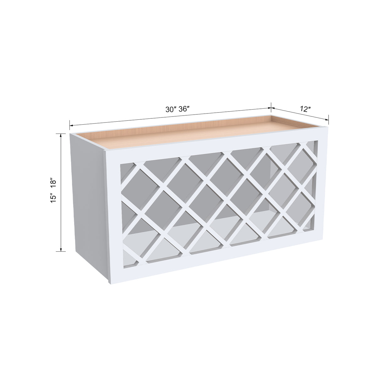 RTA Shaker Solid Wood Wine Rack Cabinets with Lattice Panels Wall Cabinet White for Kitchen Storage