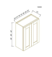 SHAKER NATURAL WOOD-WALL CABINET 27''W*30''H*12''D 2DOORS 2SHELVES