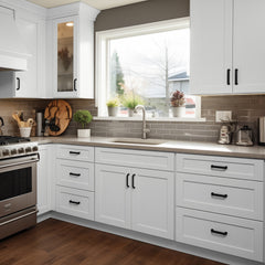 RTA Solid Wood Shaker Sink Base Cabinet Origami White for Kitchen Bathroom Storage with 2 Doors and 1 False Drawer Front