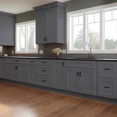 RTA Solid Wood Shaker Full High Door Base Cabinet Pebble Gray for Kitchen/Living Room with 1 Door and 1 Shelf