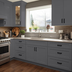 RTA Solid Wood Shaker Sink Base Cabinet Pebble Gray  for Kitchen Bathroom Storage with 2 Doors and 1 False Drawer Front