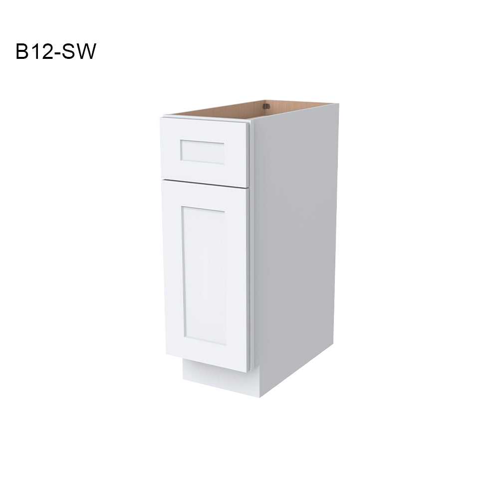 RTA Belmont White Kitchen/Living Room Base Cabinet with 1 Door 1 Drawer 1 Shelf