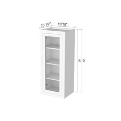 RTA Solid Wood Cabinet Inset Origami White Glass Door Wall Cabinets for Kitchen Bathroom and Laundry Storage (Glass Insert Sold Separately)