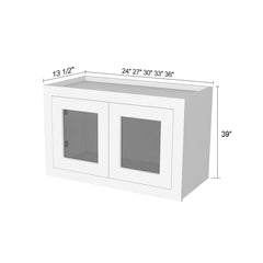 RTA Solid Wood Cabinet Inset Origami White Glass Door Wall Cabinets for Kitchen Bathroom and Laundry Storage (Glass Insert Sold Separately)