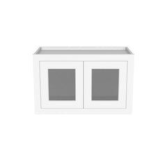 RTA Solid Wood Cabinet Inset Origami White Glass Door Wall Cabinets for Kitchen Bathroom and Laundry Storage (Glass Insert Sold Separately)
