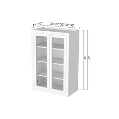 RTA Solid Wood Cabinet Inset Origami White Glass Door Wall Cabinets for Kitchen Bathroom and Laundry Storage (Glass Insert Sold Separately)